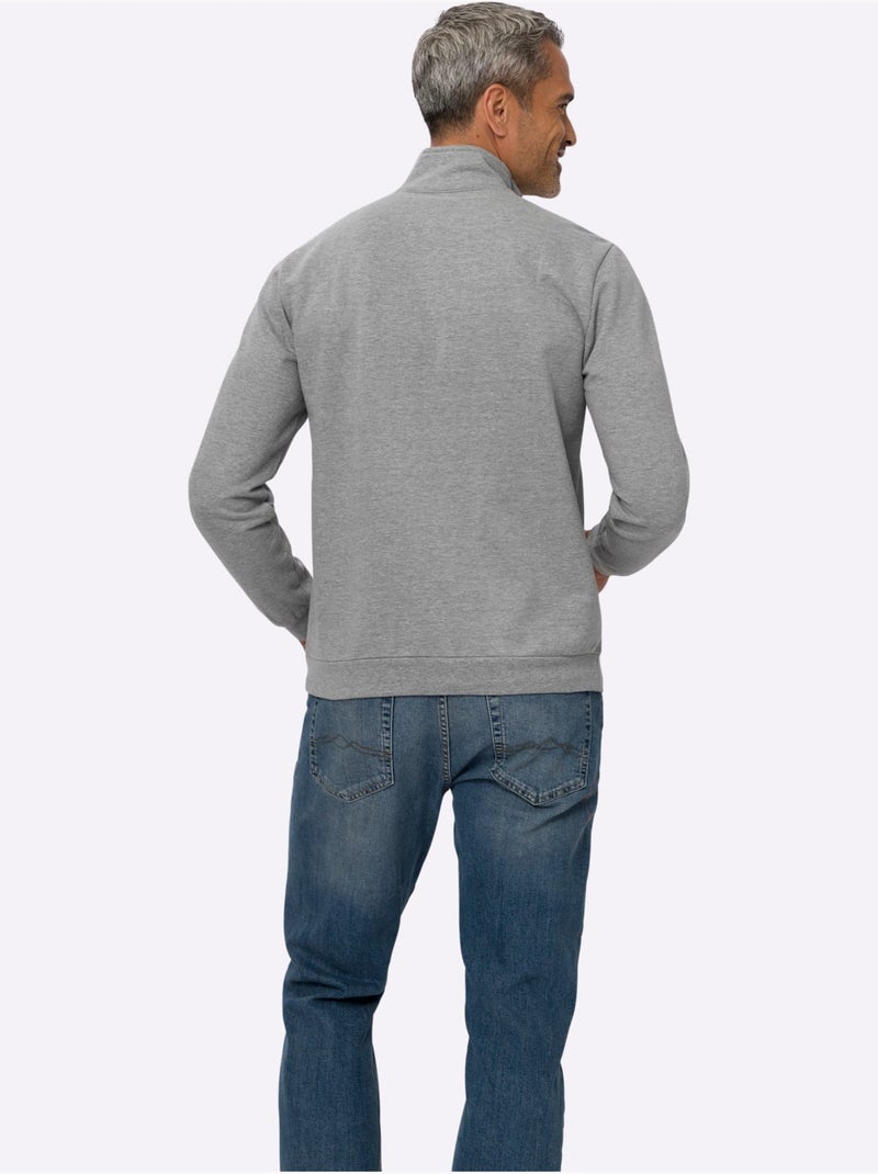 Sweatshirt col camionneur - taille standard - moda vilona Gris clair - Kiabi