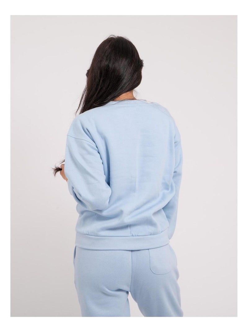 Sweatshirt col rond YORK Bleu clair - Kiabi