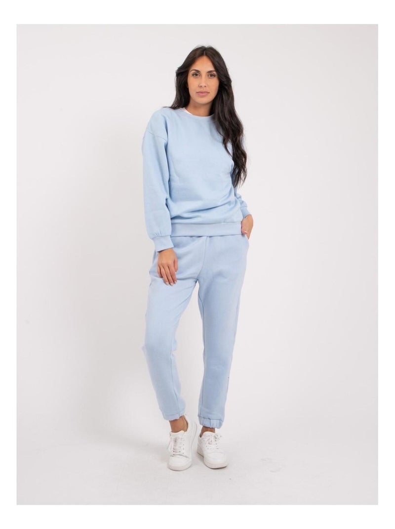 Sweatshirt col rond YORK Bleu clair - Kiabi