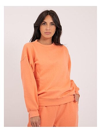 Sweat Femme Col Rond Oversize – Manches Longues, Couleur Unie, Baggy, Automne/Hiver, Chic Décontracté