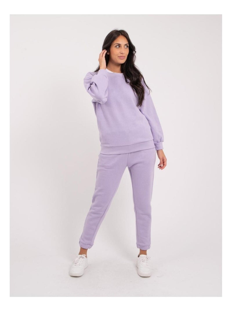 Sweatshirt col rond YORK Violet clair - Kiabi