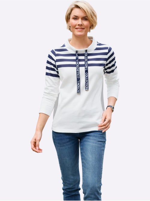 Sweatshirt coton avec rayures horizontales sur les épaules et les manches - taille standard - witt - Kiabi Sweatshirt coton avec rayures horizontales sur les épaules et les manches - taille standard - witt - Kiabi