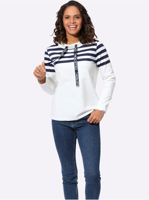 Sweatshirt coton avec rayures horizontales sur les épaules et les manches - taille standard - witt - Kiabi Sweatshirt coton avec rayures horizontales sur les épaules et les manches - taille standard - witt - Kiabi