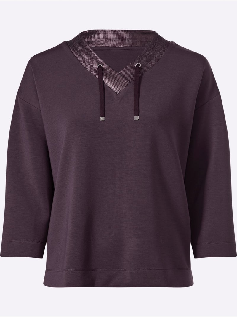 Sweatshirt Coulisse Et Lien à Nouer - Taille Standard - Helline Violet aubergine - Kiabi