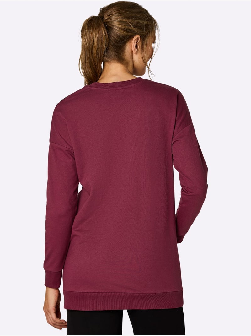 Sweatshirt coupe longue flatteuse - taille standard - witt Bordeaux - Kiabi