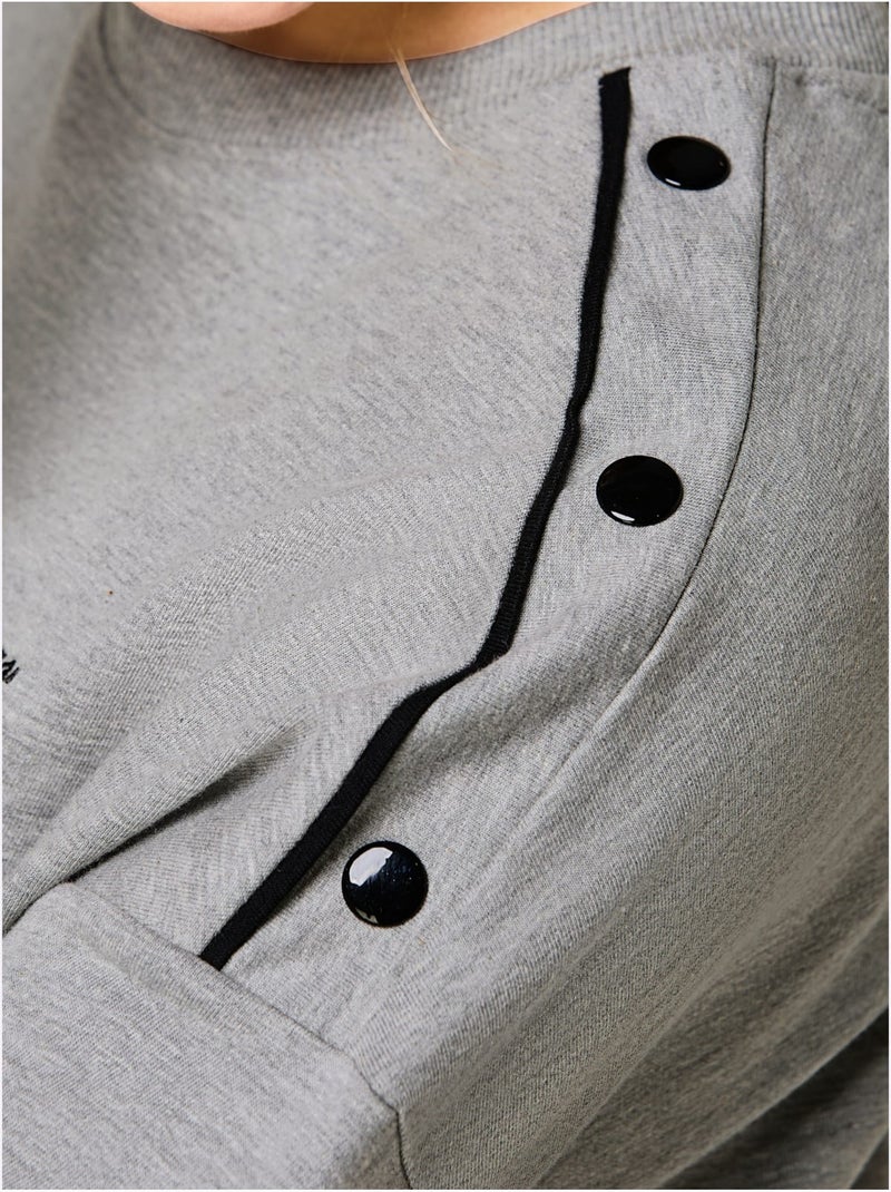 Sweatshirt coupe longue flatteuse - taille standard - witt Gris chiné - Kiabi