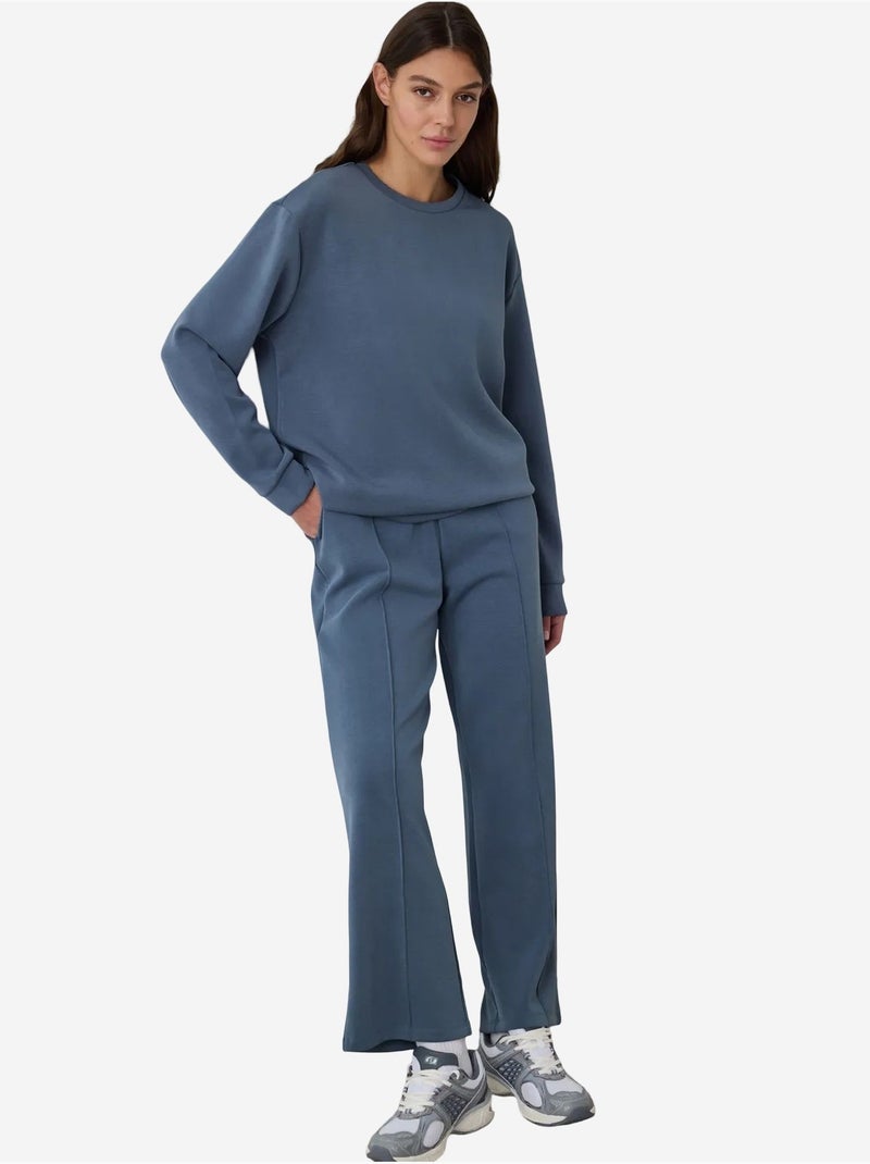 Sweatshirt court oversize à col rond en modal penti Bleu - Kiabi