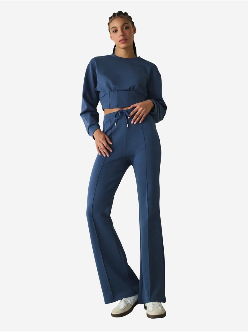 Sweatshirt crop à col rond belle line penti Bleu marine - Kiabi