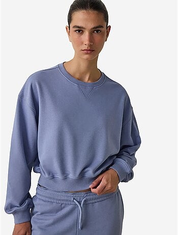 Sweatshirt crop oversize curvy edge à col rond penti