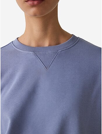 Sweatshirt crop oversize curvy edge à col rond penti