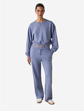 Sweatshirt crop oversize curvy edge à col rond penti