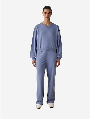 Sweatshirt crop oversize curvy edge à col rond penti