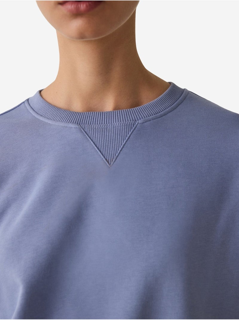 Sweatshirt crop oversize curvy edge à col rond penti Bleu - Kiabi