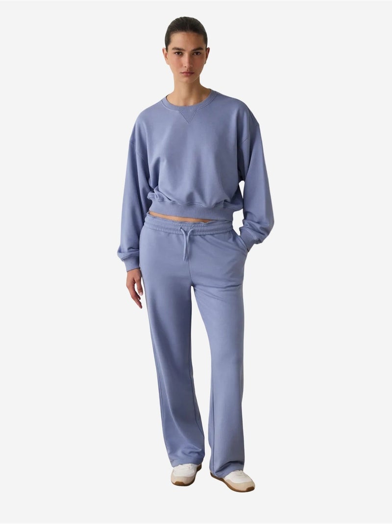 Sweatshirt crop oversize curvy edge à col rond penti Bleu - Kiabi