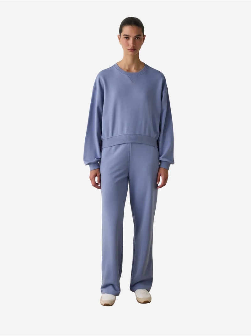 Sweatshirt crop oversize curvy edge à col rond penti Bleu - Kiabi