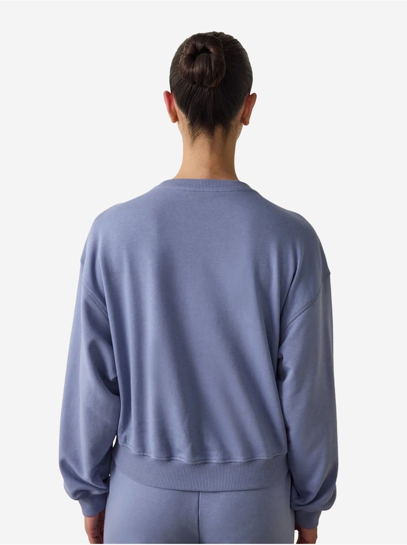 Sweatshirt crop oversize curvy edge à col rond penti Bleu - Kiabi