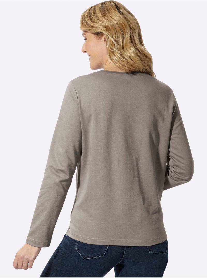 Sweatshirt de qualité et agréable - taille standard - moda vilona Taupe - Kiabi