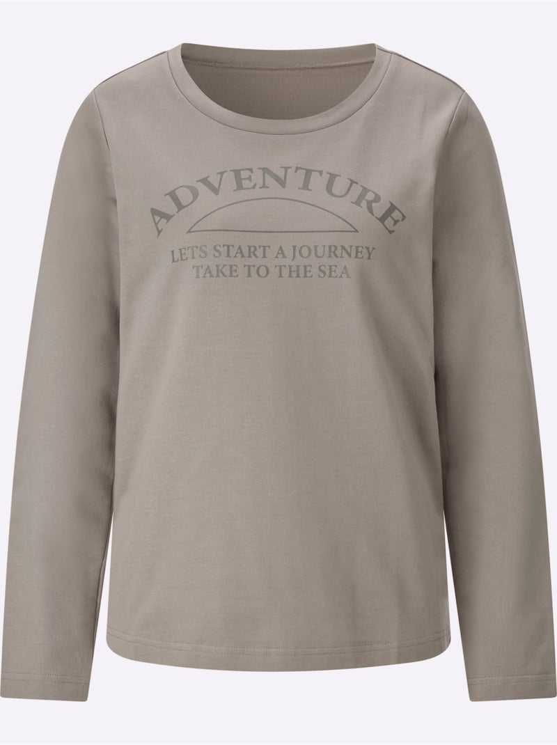 Sweatshirt de qualité et agréable - taille standard - moda vilona Taupe - Kiabi