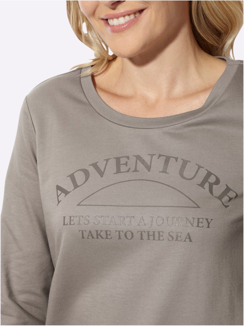 Sweatshirt de qualité et agréable - taille standard - moda vilona Taupe - Kiabi