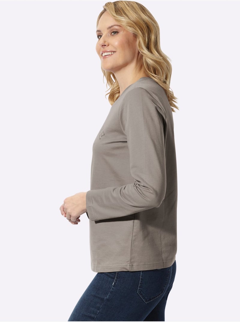 Sweatshirt de qualité et agréable - taille standard - moda vilona Taupe - Kiabi