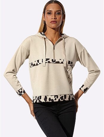 Sweatshirt détails léopard décoratifs - taille standard - helline