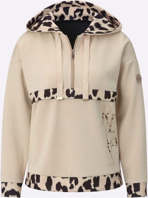 Sweatshirt Détails Léopard Décoratifs - Taille Standard - Helline - Kiabi Sweatshirt Détails Léopard Décoratifs - Taille Standard - Helline - Kiabi