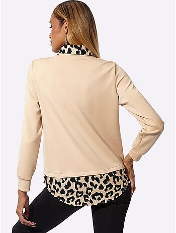 Sweatshirt Détails Léopard Décoratifs - Taille Standard - Helline