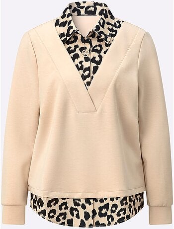 Sweatshirt Détails Léopard Décoratifs - Taille Standard - Helline