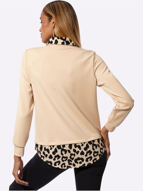 Sweatshirt Détails Léopard Décoratifs - Taille Standard - Helline - Kiabi