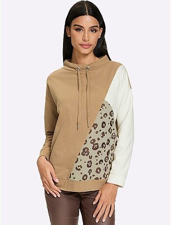 Sweatshirt détails léopard décoratifs - taille standard - helline