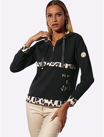 Sweatshirt détails léopard décoratifs - taille standard - helline