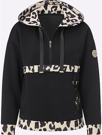 Sweatshirt détails léopard décoratifs - taille standard - helline