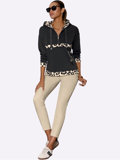 Sweatshirt Détails Léopard Décoratifs - Taille Standard - Helline - Kiabi