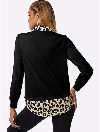 Sweatshirt Détails Léopard Décoratifs - Taille Standard - Helline