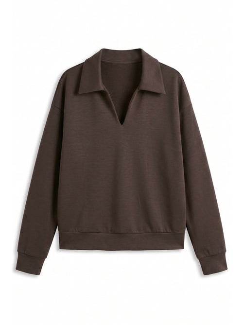 Sweatshirt doux texturé à col polo hiccup - Kiabi Sweatshirt doux texturé à col polo hiccup - Kiabi