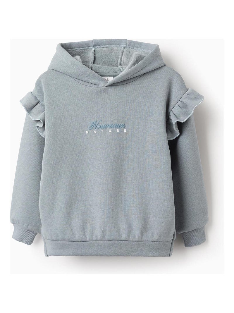 Sweatshirt effet thermique, avec capuche et volants NOVEAUX NATURE Gris - Kiabi