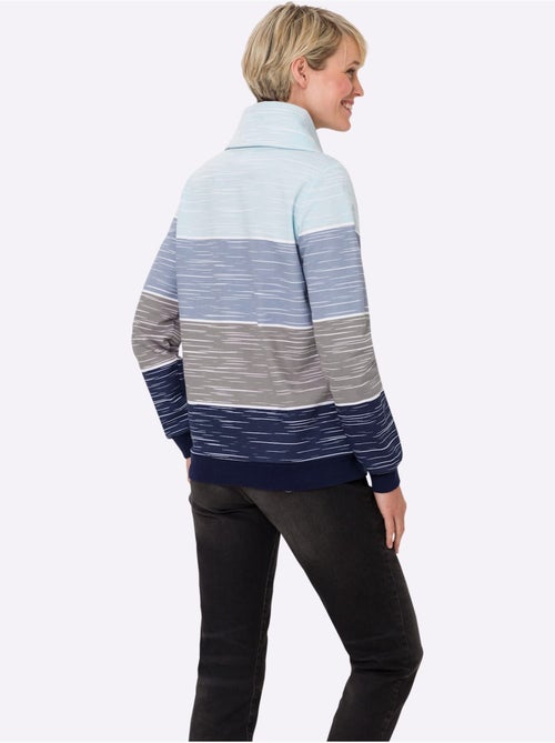 Sweatshirt en coton avec col roulé et rayures sportives - taille standard - moda vilona - Kiabi Sweatshirt en coton avec col roulé et rayures sportives - taille standard - moda vilona - Kiabi
