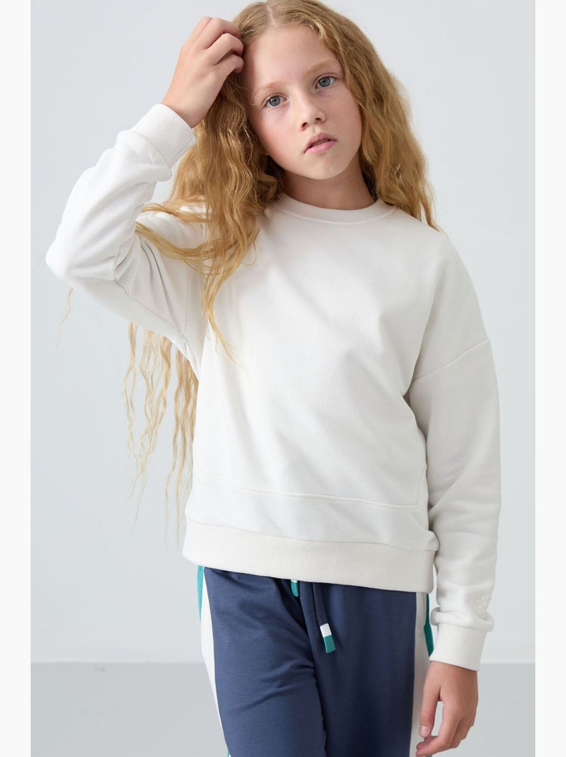 Sweatshirt en coton mélangé tommy Blanc cassé - Kiabi