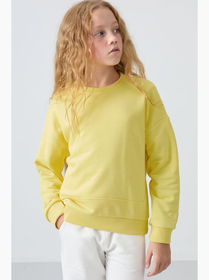 Sweatshirt en coton mélangé tommy Jaune citron - Kiabi