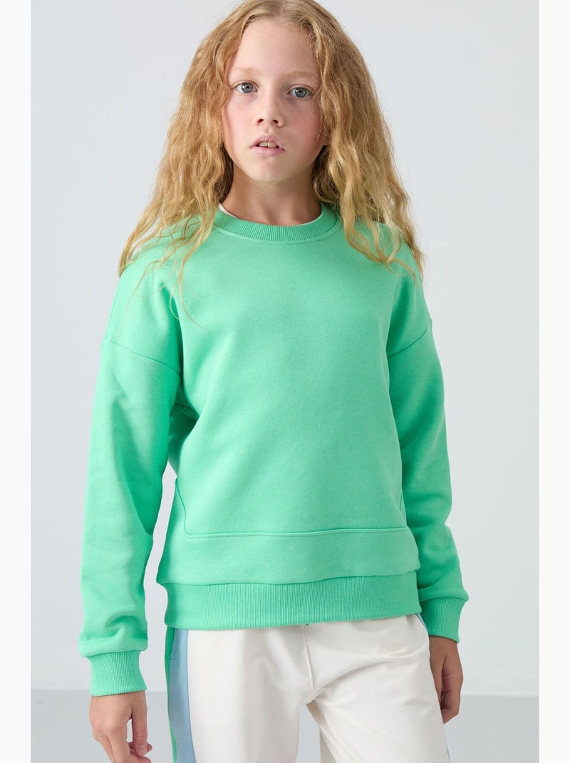 Sweatshirt en mélange de coton tommy Menthe/Rose Clair - Kiabi