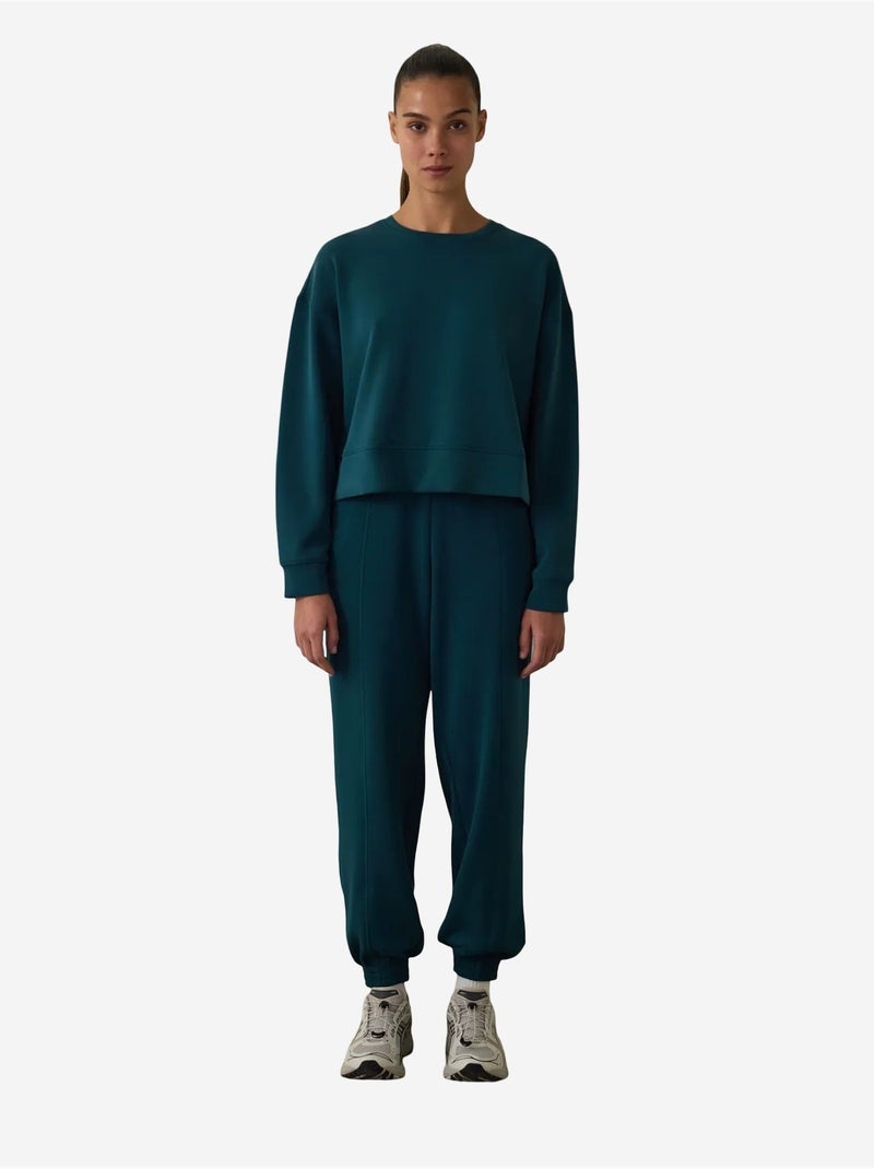 Sweatshirt en modal gratté penti Vert bouteille - Kiabi
