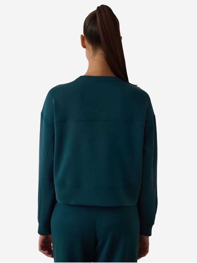 Sweatshirt en modal gratté penti Vert bouteille - Kiabi