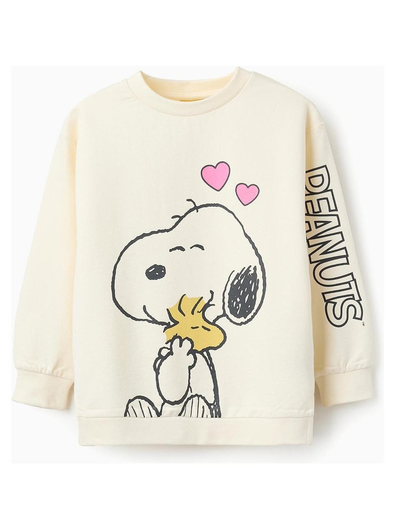 Sweatshirt extrémités côtelées, SNOOPY PEANUTS Beige clair - Kiabi