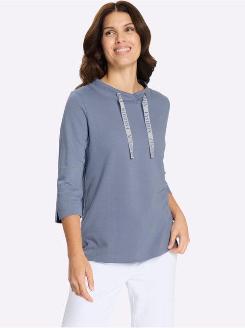 Sweatshirt féminin à col montant avec manches 3/4 et lien réglable - Taille standard - Moda Vilona - Kiabi Sweatshirt féminin à col montant avec manches 3/4 et lien réglable - Taille standard - Moda Vilona - Kiabi