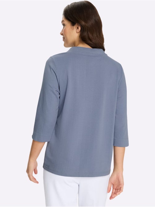 Sweatshirt féminin à col montant avec manches 3/4 et lien réglable - Taille standard - Moda Vilona - Kiabi Sweatshirt féminin à col montant avec manches 3/4 et lien réglable - Taille standard - Moda Vilona - Kiabi