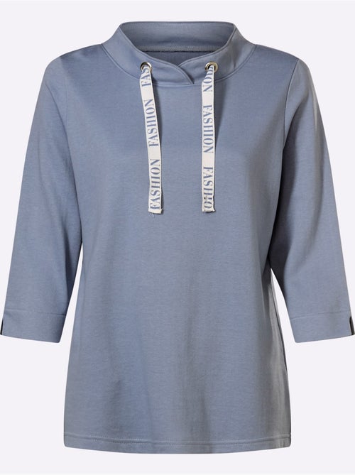 Sweatshirt féminin à col montant avec manches 3/4 et lien réglable - Taille standard - Moda Vilona - Kiabi Sweatshirt féminin à col montant avec manches 3/4 et lien réglable - Taille standard - Moda Vilona - Kiabi
