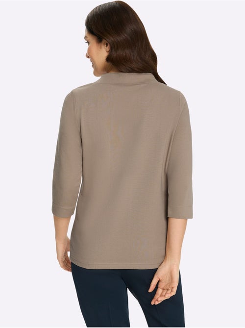 Sweatshirt féminin à col montant et manches 3/4 avec lien à nouer - Taille standard - Moda Vilona - Kiabi