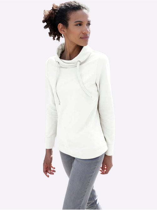 Sweatshirt féminin moelleux col montant et cordon manches longues - taille standard - witt - Kiabi