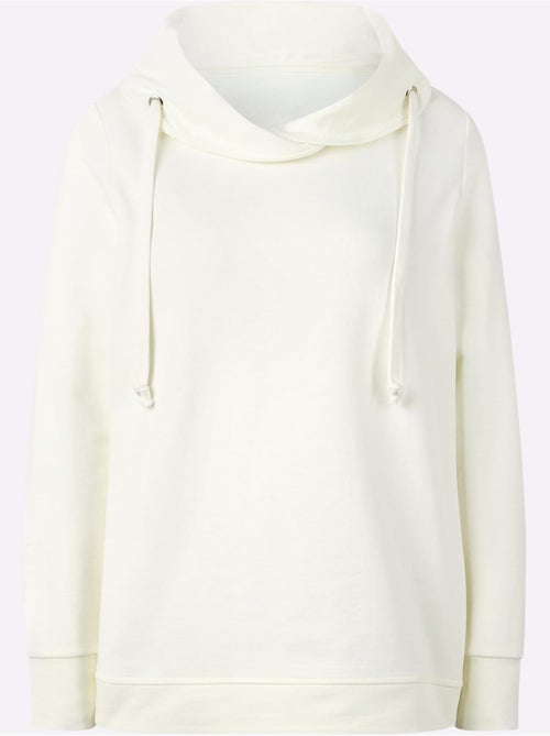 Sweatshirt féminin moelleux col montant et cordon manches longues - taille standard - witt - Kiabi