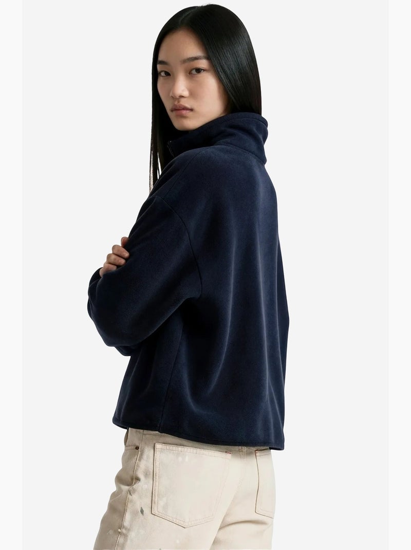 Sweatshirt femme court à demi-zip busem Bleu marine - Kiabi